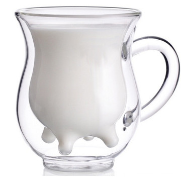 Логотип OEM жаропрочных двойная стена высокая Borosilcate молока кружка Кубок молока